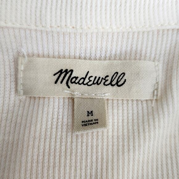Madewell Ruched Polo Cardigan – Size Medium – Soft Ivory Knit - Picture 4 of 9